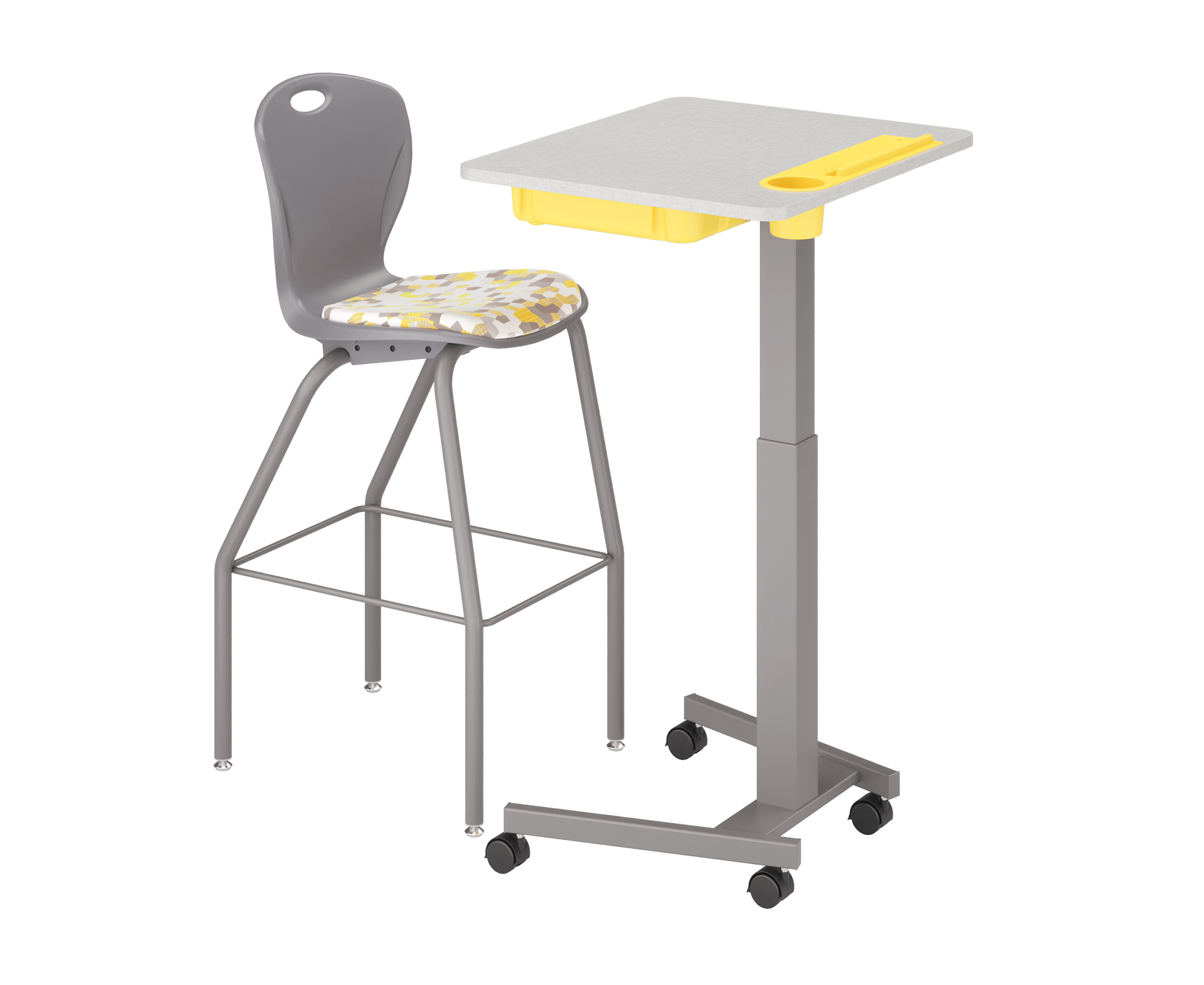 Height-adjustable WithinReach Teacher Podium with optional storage and casters