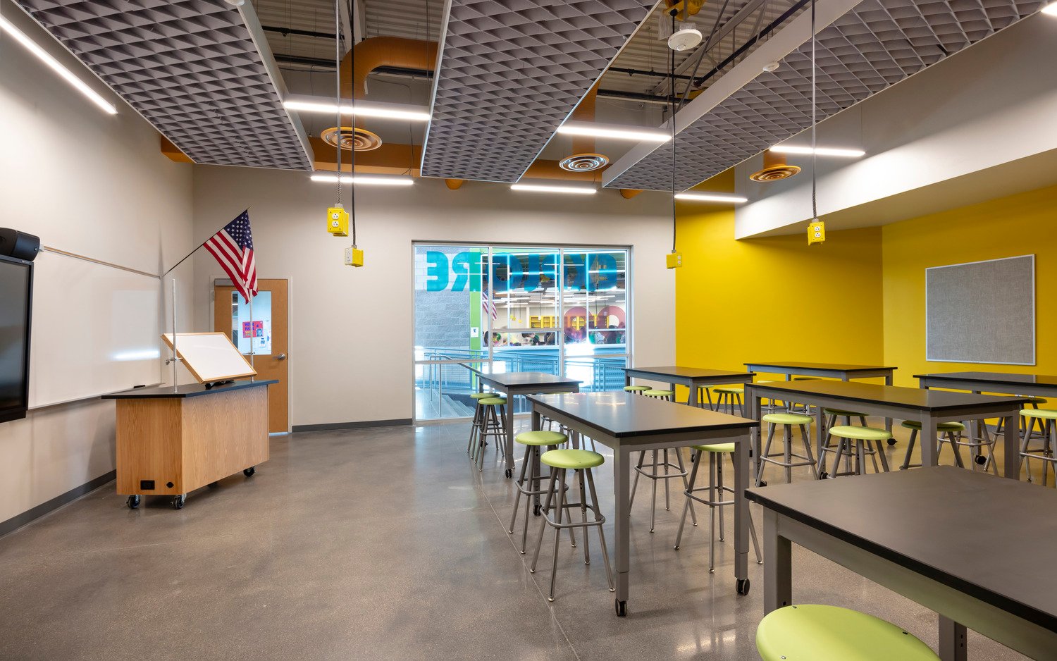 Maker Space Tables, epoxy, makerspace, STEM, STEAM, CTE, VPA, C-STEM, 0801, 0802, four leg stool, lab stool