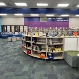 media center, mobile shelves, ASFVSC, linear lounge, LS, soft seating, rounds, SS-RR