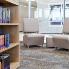 media center, soft seating, lounge, SS-SB24, ADFMC, mobile library shelves