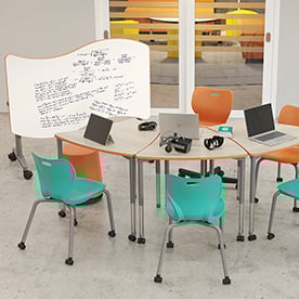 flip top, expanse, t-leg, alphabet, four leg, caster, kite, shape desk, task chair, MOV, stool classroom, collaborative