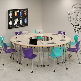 kite, shape desk, alphaet, caster, four leg classroom, project