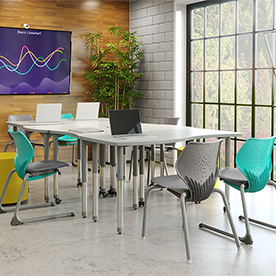 NXT MOV, Next Move, Four Leg, Cantilever, 2-tone, two tone, expanse, rover, shape table, shape desk, classroom, project