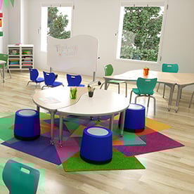 MOV stool, nebula, expanse, shape table, make space cabinet, mobile storage, gravity, alphabet seating, flip top, markerboard, flot, float classroom, project
