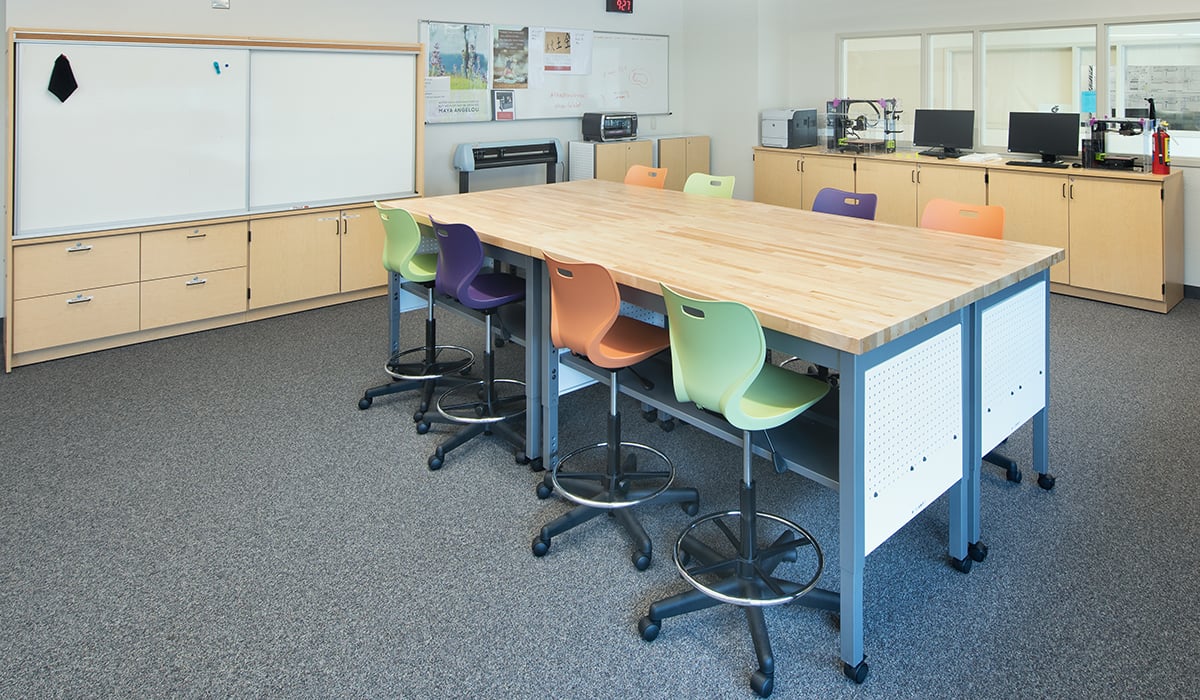 maker space, table, alphabet, stools, ASST, DTMT, DTMF