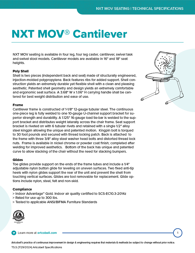 SeatingSpecifications_NXTMOV_Cantilever