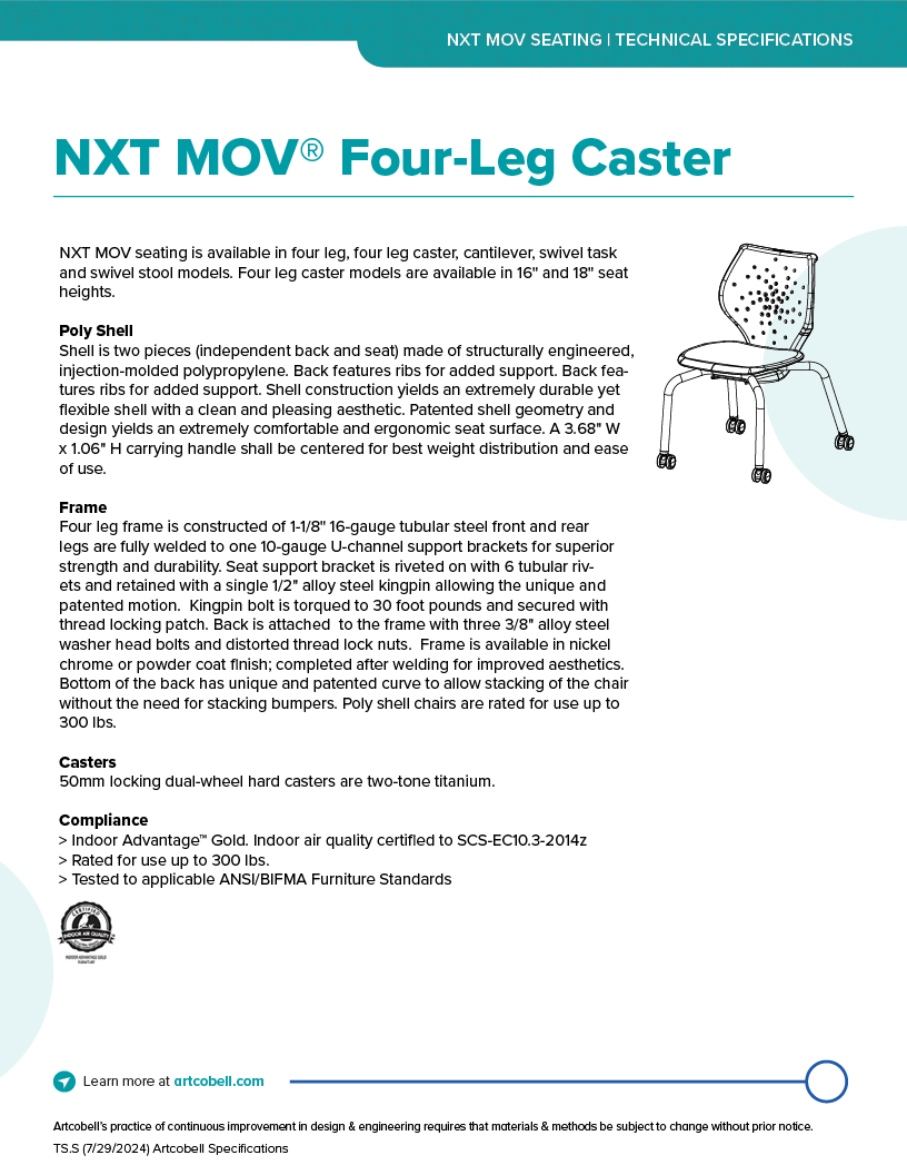 SeatingSpecifications_NXTMOV_FourLegCaster