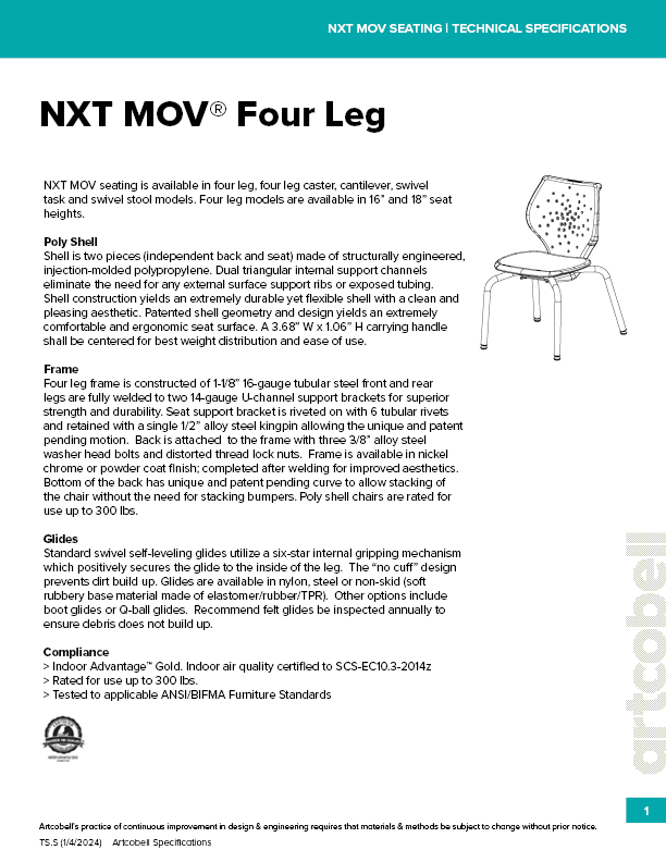 Seating Specification_NXT MOV_Four Leg Chair