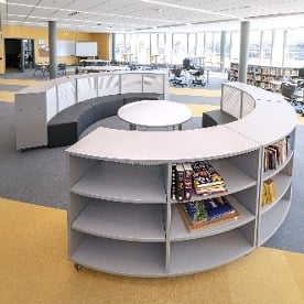 media center, mobile shelves, ASFVSC, DCT-RD, cafe table, round
