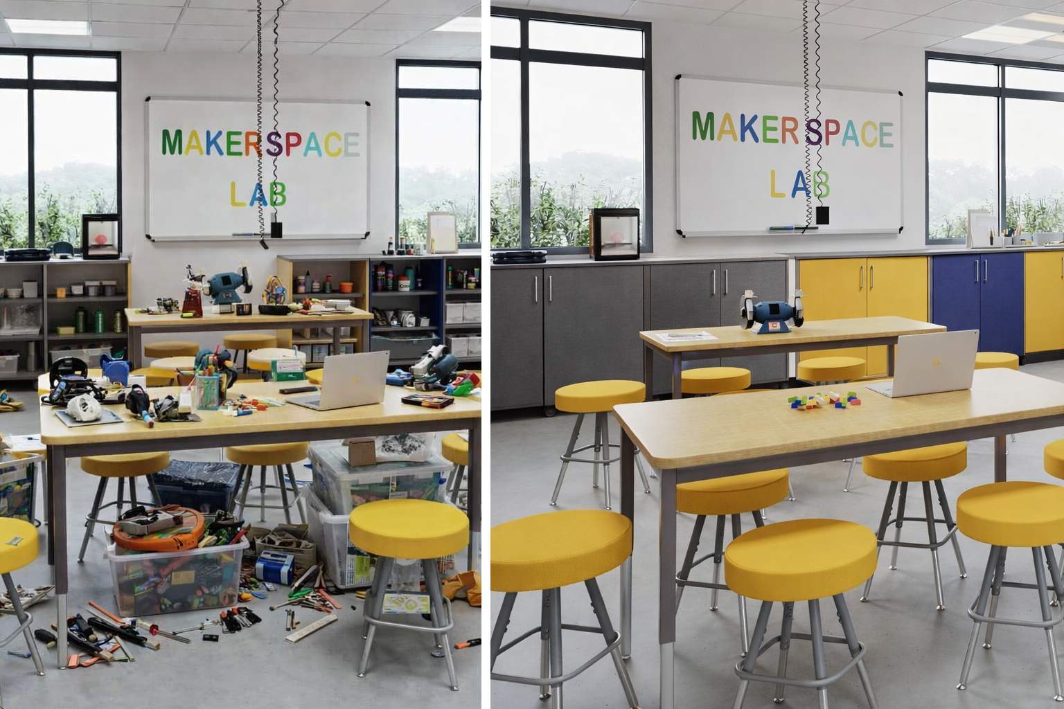 neuroinclusive classroom, trauma-informed design, clutter-free classroom